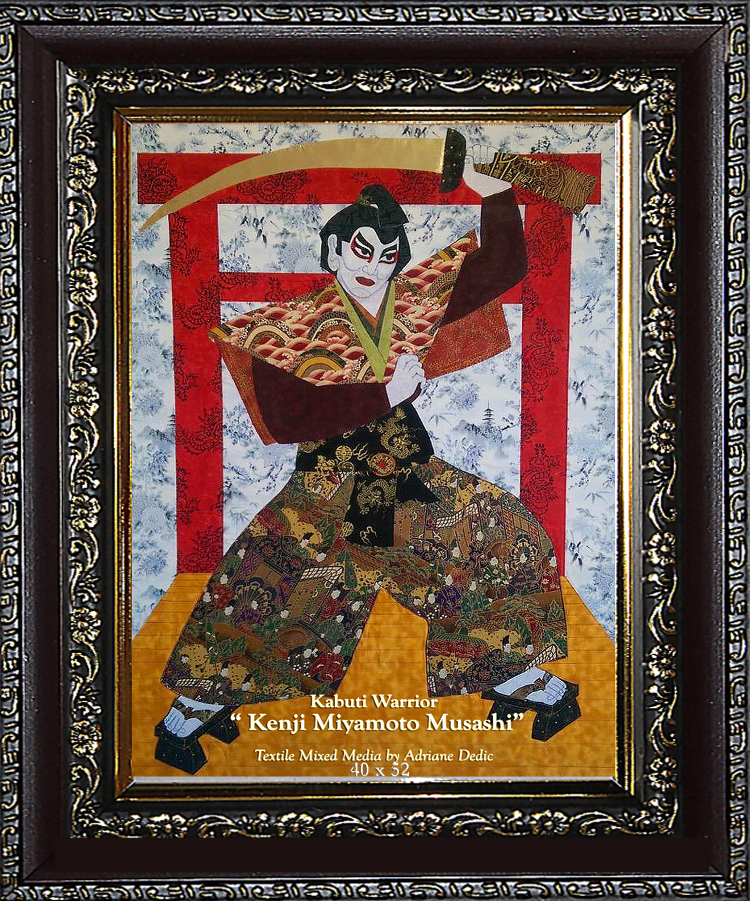 Pair of Japanese Fabric Art