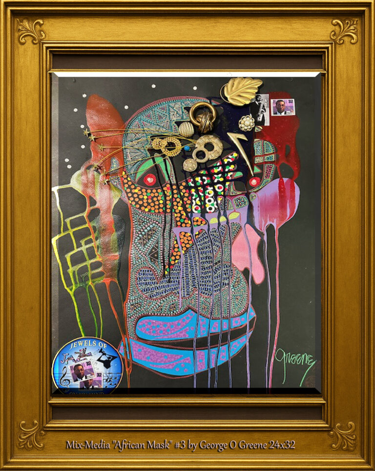 Read more about the article Mix-Media African Mask#4 by George O Greene, 20 x 24