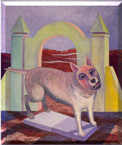 Read more about the article “Bride Dog” by Susan Matthews, Oil on Canvas, 58×58