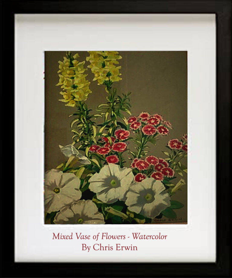 Read more about the article Vase of Flowers by Chris Erwin, Wateercolors