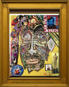 Read more about the article African Mask #4 by George Green, Mix-Media 24×32 Quincy Jones