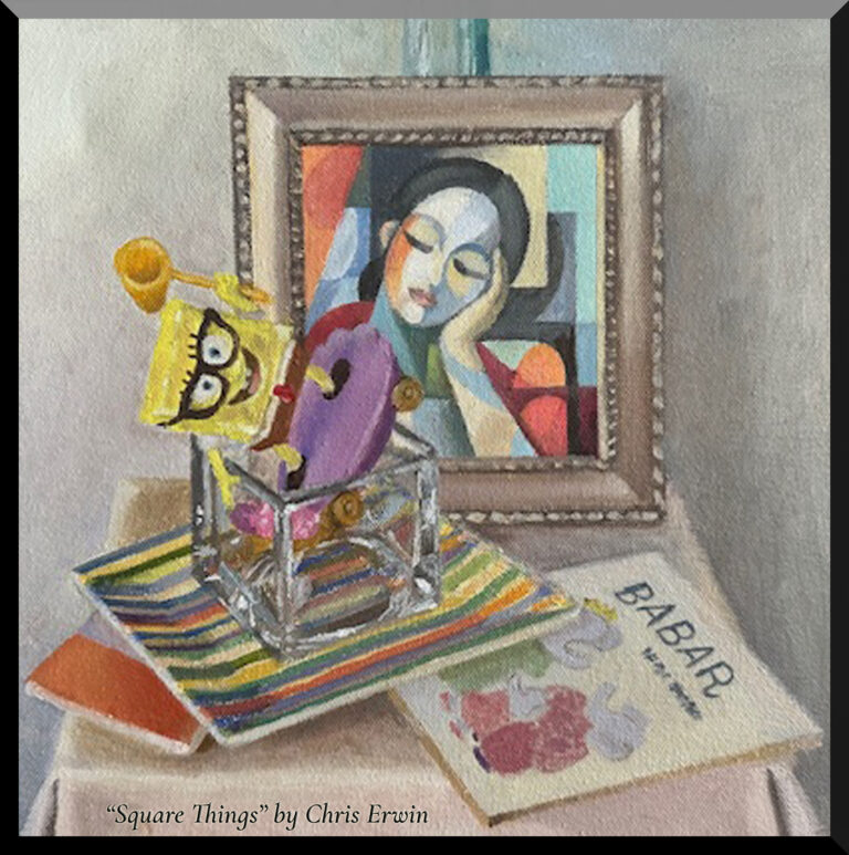 Read more about the article Square Things by Chris Erwin, Oil on Canvas, 12×12