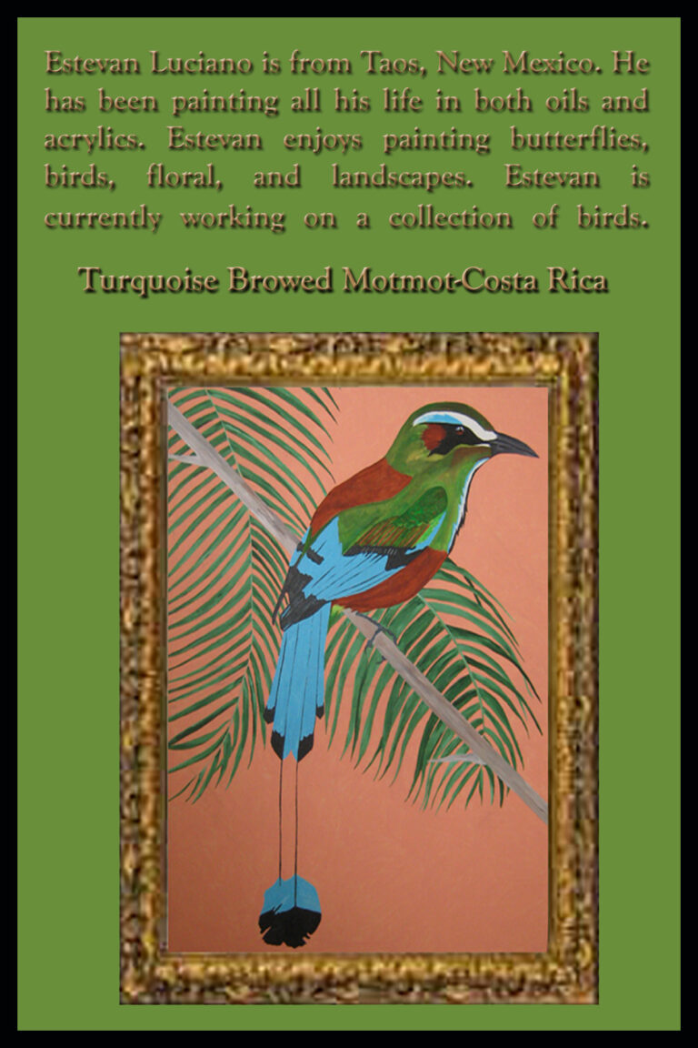 Read more about the article Turquoise Browed Motmot Bird- Costa Rica Oil on Canvas 48×58