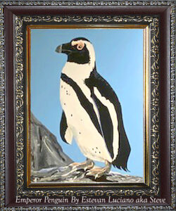 Read more about the article Emperor Penguin by Estevan Luciano 24×30, Oil on Canvas