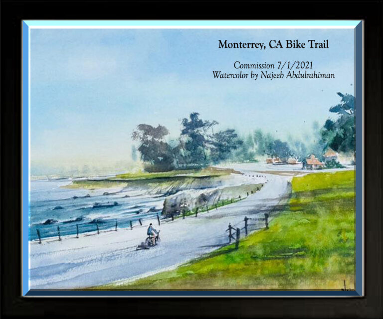 Read more about the article Monterrey, CA Bike Trail, Watercolor, Commission Work
