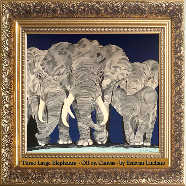 Read more about the article Three Large Elephants- Oil on Canvas by Estevan Luciano
