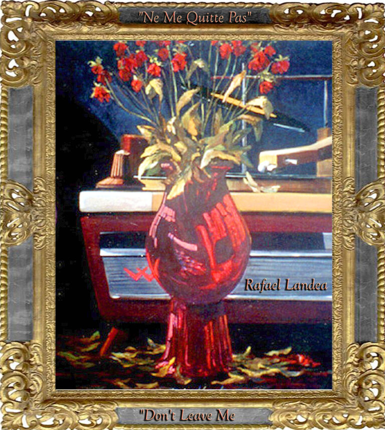 Read more about the article Ne Me Quitte Pas- By Rafael Landea- Vase of Roses w Record Machine